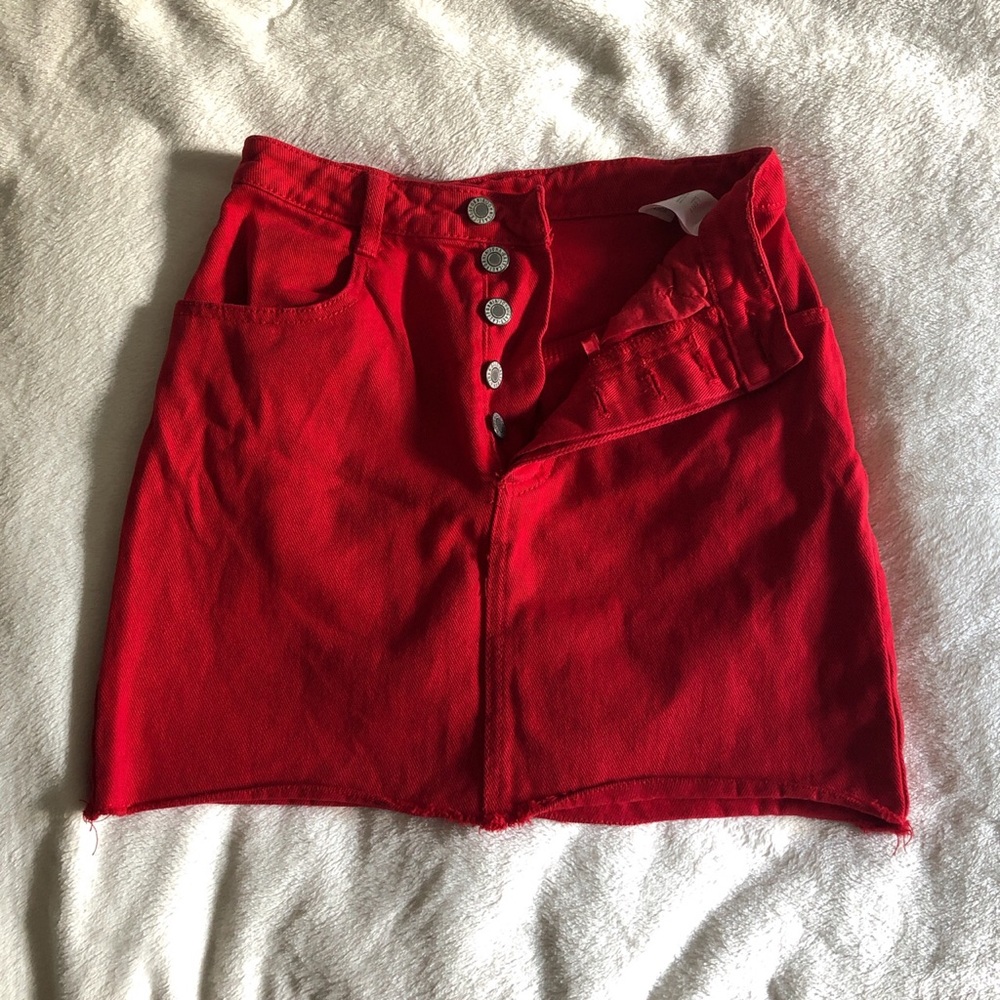 Red jean skirt